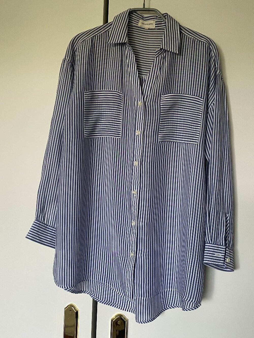 Chemise rayée bleu-blanc manches longues